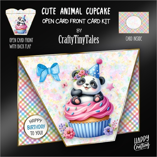 Cute Animal Cupcake-Open Card Front K9