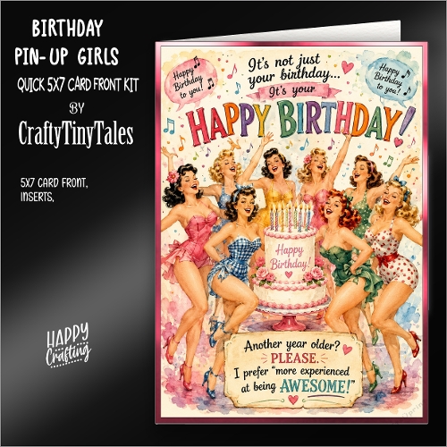 Birthday Pin-Up Girls 5x7 Card Front Kit-2