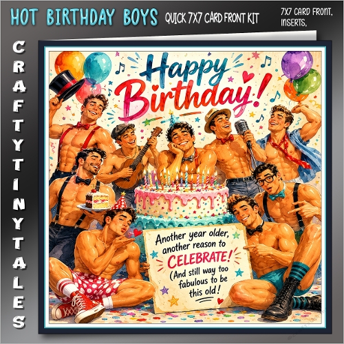 cup1446964_1784 - Hot Birthday Boys 7x7 Card Front Kit-1