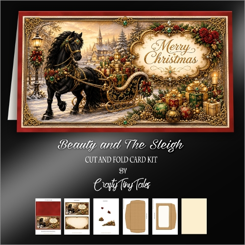 Beauty and The Sleigh Cut-And-Fold Card-K2