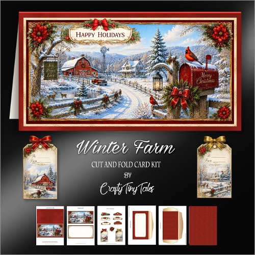 Winter Farm Cut-And-Fold Card-K6