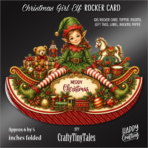 Christmas Girl Elf Rocker Card Kit