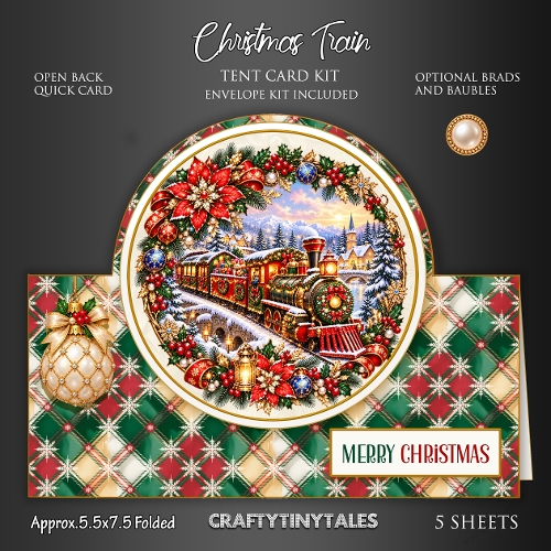 Christmas Train Quick Tent Card Kit-1