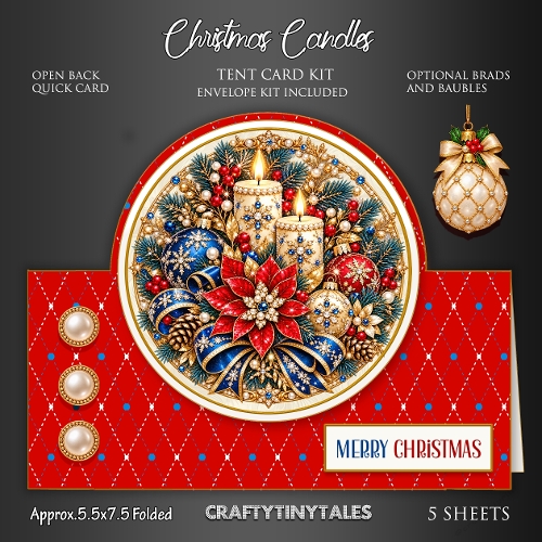 Christmas Candles Quick Tent Card Kit-3