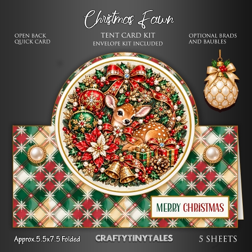 Christmas Fawn Quick Tent Card Kit-4