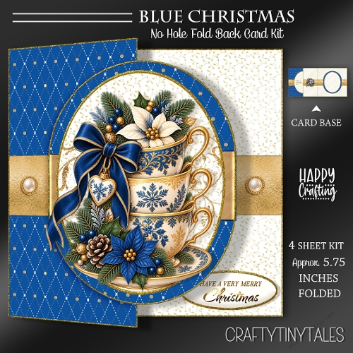 Blue Christmas Fold Back Card kit-1