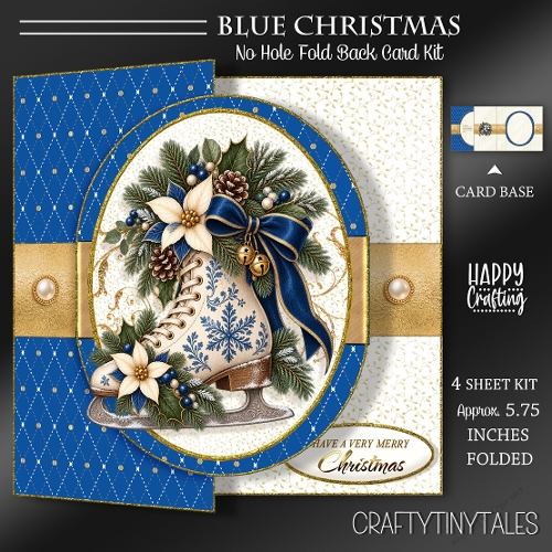 Blue Christmas Fold Back Card kit-4