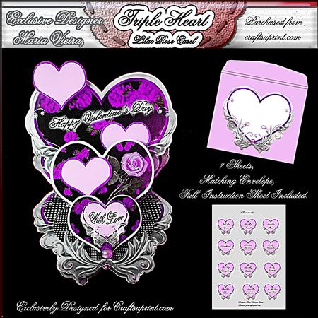 Triple Heart Lilac Rose Easel Kit