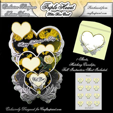 Triple Heart Yellow Rose Easel Kit