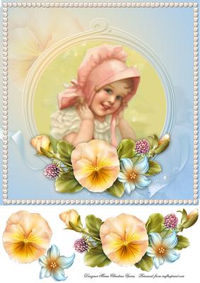 Vintage Girl & Summer Flowers