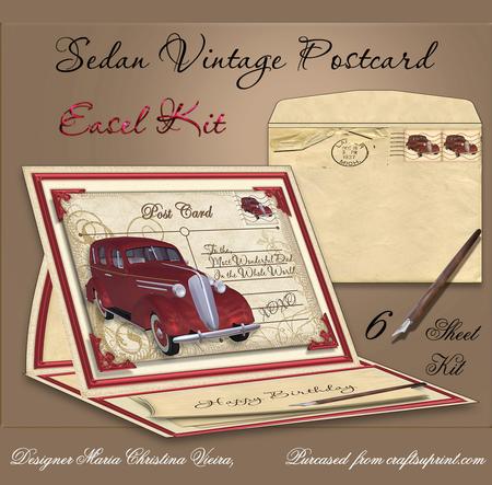 Sedan Vintage Postcard Easel Kit.