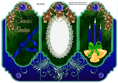 Seasons Greetings Tri Fold Blue