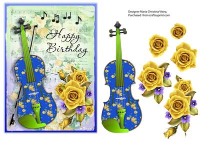 Violin with Yellow Roses H.birthday