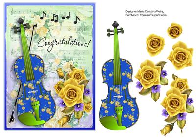 Violin with Yellow Roses Congrats