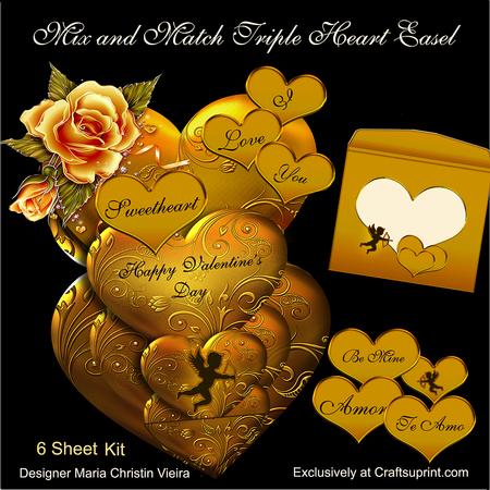 Mix and Match Triple Heart Easel