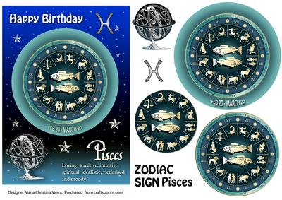 Zodiac Sign Aqua Pisces