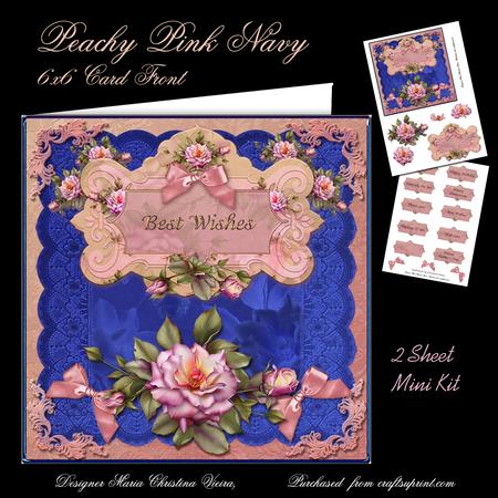 Peachy Pink & Navy 6x6