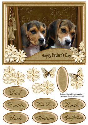 Puppy Father's Day Gold Card Front.