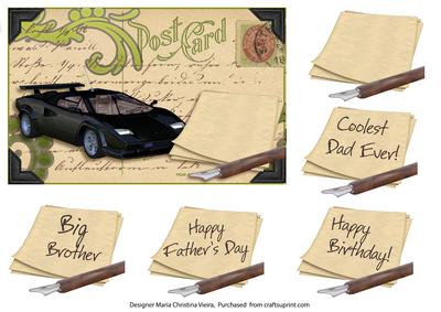 Postcard Topper Black Ferrari