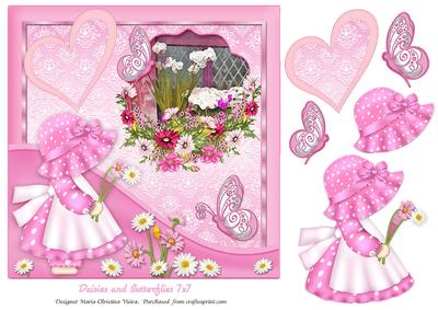 Daisies and Butterflies 7x7 Card Front