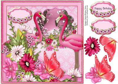 Flamingo Butterfly Bouquet Birthday
