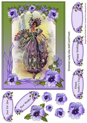 Victorian Lady Lilac Card Front Sheet