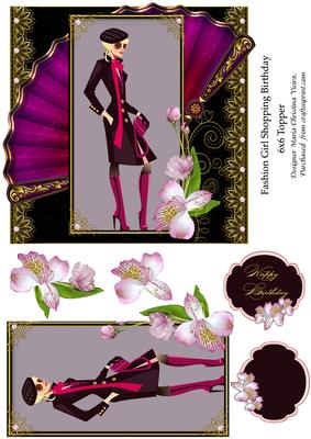 Fashion Girl Shopping Birthday 6x6