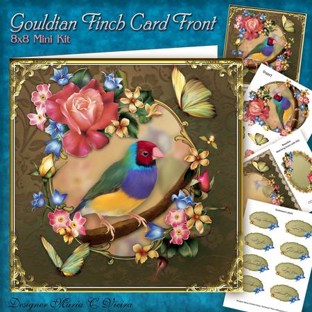 Gouldian Finch Card Front Kit