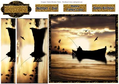 Sunset Canoe Fishing Gold 6x6