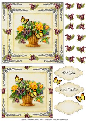Basket of Flowers 5.5x5.5 Yellow
