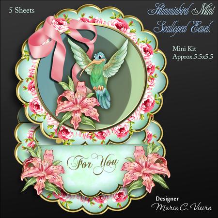 Hummingbird Mint Scalloped Easel