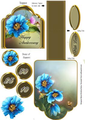 Blue Poppies Anniversary Gold