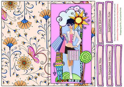 Shopping Girl Full Card Hot Pink