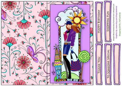 Shopping Girl _full Card Lilac