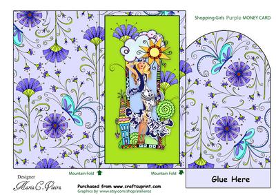 Shopping Girls Purple Lime Money Card
