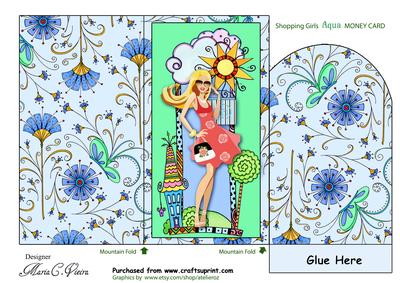 Shopping Girls Aqua Green Money Card