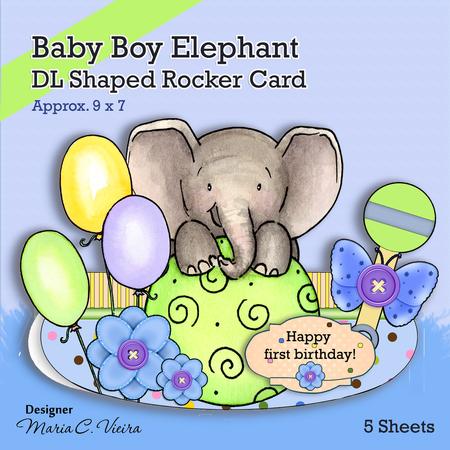 Baby Boy Elephant Rocker Card