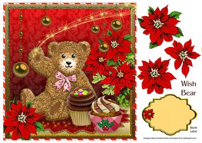 Christmas Wish Bear 8x8 Card Front