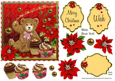 Wish Bear 6x6 Xmas Card Front
