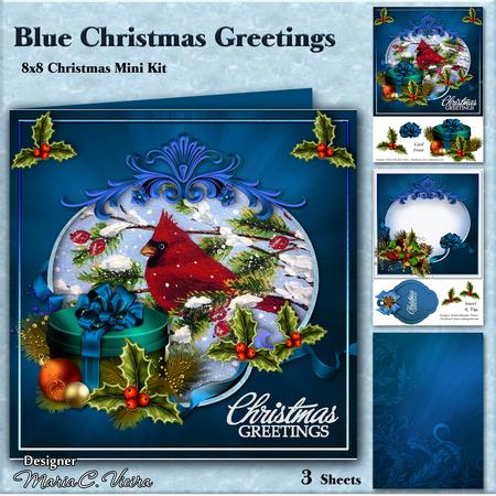 Blue Christmas Greetings Kit