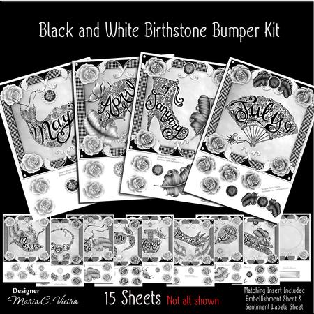 Black and White Birth Month Bumper Kit