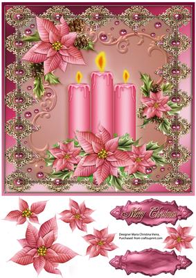 Pink Candles Christmas Decor 8x8