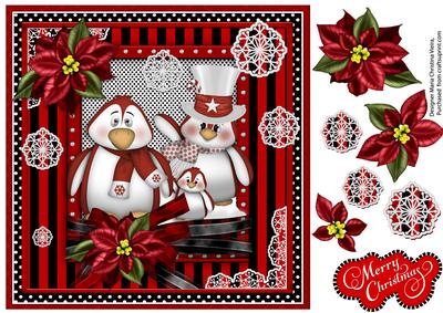 Christmas Penguins 8x8 Card Front