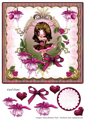 Fuchsia Ballerina Valentine Card Front