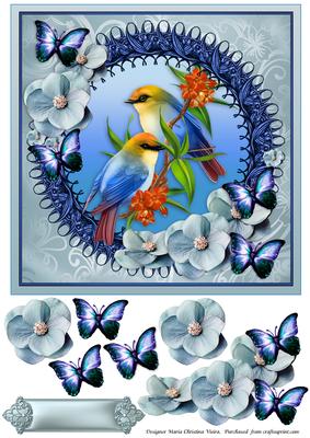 Blue Flutter 8x8 Card Front
