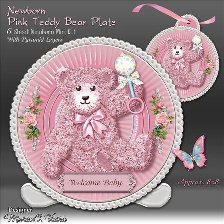 Newborn Pink Teddy Bear Plate