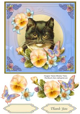 Vintage Cat Thank You 7x7 Cf.