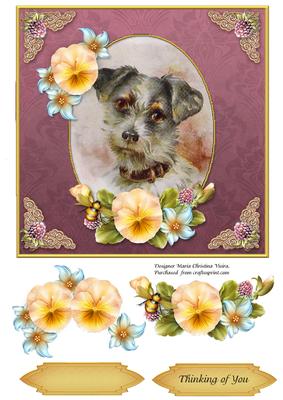 Vintage Dog Thinking of You Rose Cf