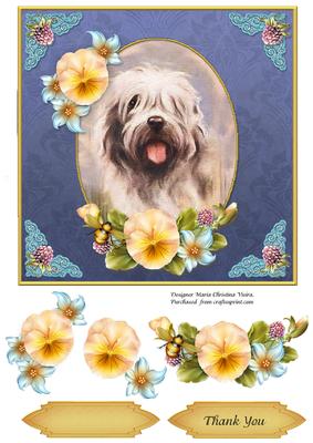 Vintage Dog Thank You 7x7 Purple Cf