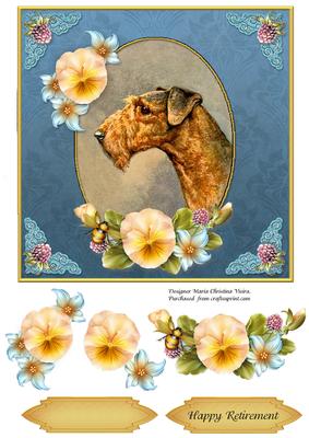 Vintage Dog Retirement 7x7 Blue Cf